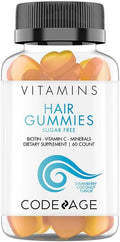 Codeage Hair Gummies Biotin 5000 mcg Sugar Free Growth Gummy Vitamins A C B6 B12 D3 Zinc Inositol Supplement Women &amp Men Pantothenic Folic Acid Nails Skin Strawberry Coconut Flavor 6