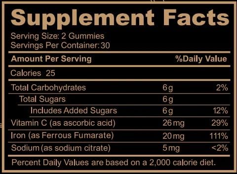 Black Girl Vitamins - Iron Gummies (20 mg) Supports Iron Deficiency &amp Anemia Gluten-Free Gelatin Free Made in The USA (Grape 60 Count) 30 Day Supply (Pack of 2)
