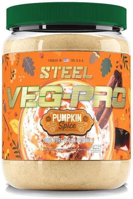 Steel Supplements Veg-PRO | Vegan Protein Powder Pumpkin Spice | 25 Servings (1.7lbs) | Vegan Protein Powder with BCAA Amino Acid | Non Dairy | Low Carb Formula