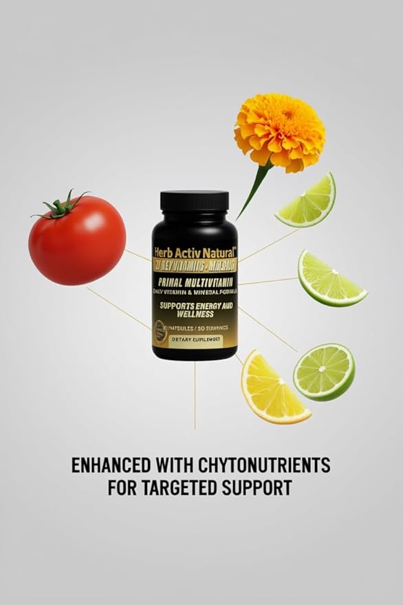 Primal Multivitamin - 21 Essential Vitamins &amp Minerals - Daily Vitamin &amp Mineral Supplement - Energy &amp Wellness Support - 30 Capsules