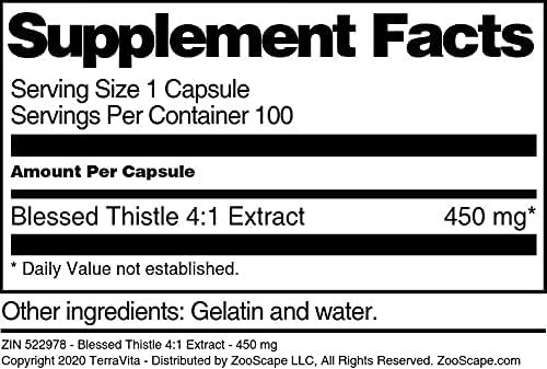 Blessed Thistle 4:1 Extract - 450 mg (100 Capsules ZIN: 522978) - 3 Pack
