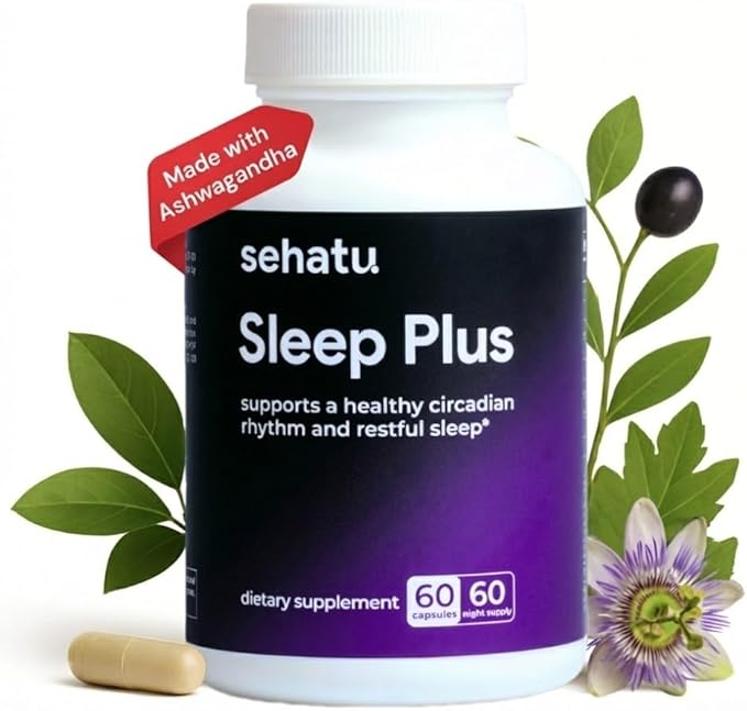 Sleep Plus Supplement | with Melatonin GABA Ashwagandha 5-HTP | for Men and Women Seeking a Healthy Sleep-Wake Schedule and A Relaxed Mood | 60 Count | 60 Day Supply
