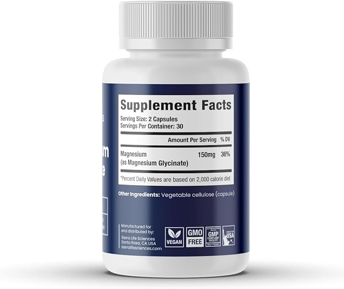 Magnesium Glycinate 150mg | High Absorption Chelated Magnesium Supplement | Non-GMO Vegan Made in USA | (2-Pack)