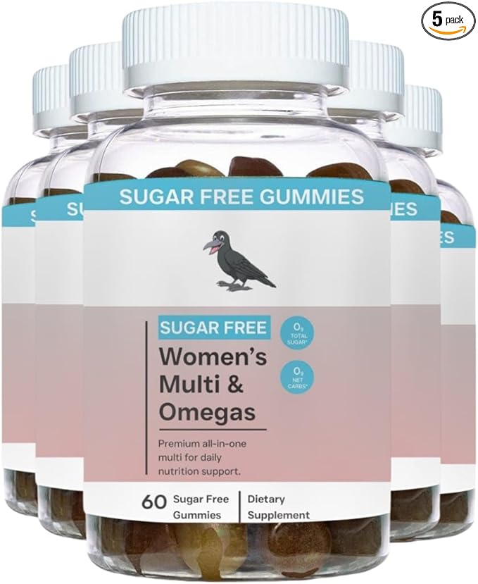 Womens Multivitamin Gummies All in One Sugar Free Multi and Omegas Gummies - 300 Gummies 5 Pack
