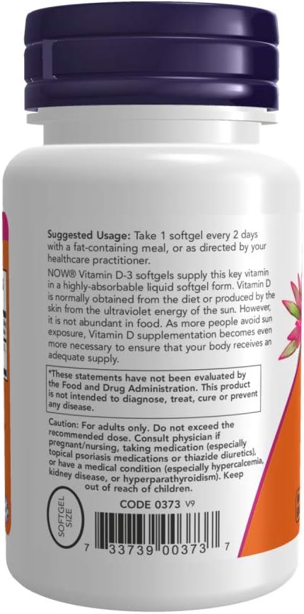 Now Foods Vitamin D3 5000 IU 240 softgels (Pack of 2)