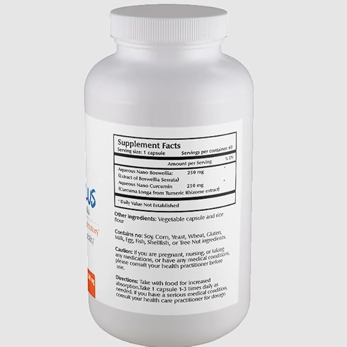 One Planet Nutrition Nano Curcumin Plus Capsules - 500 mg (60 Count) - Nano Particle Size Turmeric &amp Boswellia for High Absorption - Supports Overall Health - Gluten Free Non GMO Vegan