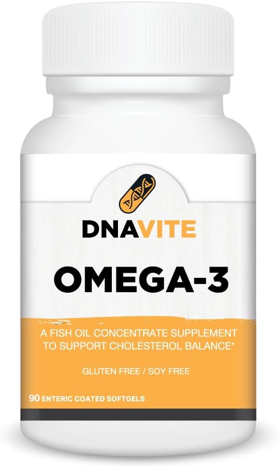 Omega-3 Fish Oil Supplement – 1000 mg Wild-Caught Fish Oil with 300 mg EPA &amp 200 mg DHA per Softgel – Enteric Coated No Fishy Aftertaste – Heart Brain &amp Cholesterol Support
