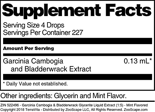 Garcinia Cambogia &amp Bladderwrack Glycerite Liquid Extract (1:5) - Mint Flavored (1 oz ZIN: 522496) - 3 Pack