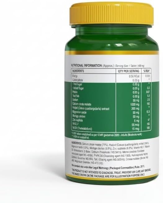 Naturals Calcium Magnesium &amp Zinc Tablets with Vitamin D3 &amp K2 (600 IU) Calcium Supplement for Women and Men for Muscle Health