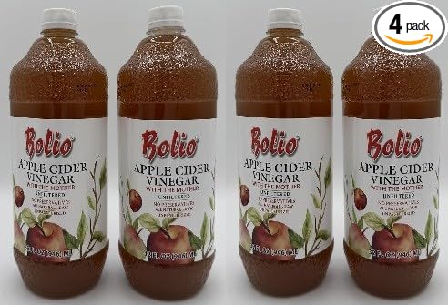 Apple Cider Vinegar With The Mother byBolio Unfiltered No Preservatives All Natural Raw Unpasteurized 32 Fl Oz Pack of 4