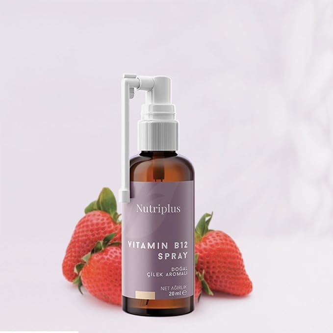 FARMASi Nutriplus Vitamin B12 Spray 1000 mcg – Quick-Absorbing Vegan &amp Strawberry-Flavored 20 ml / 0.67 fl oz