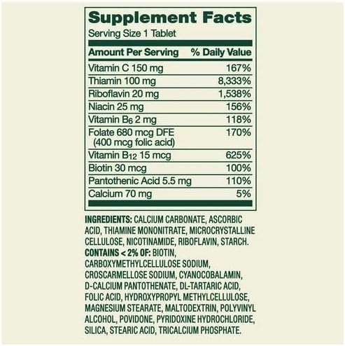 Super Vitamin B-Complex Tablets Dietary Supplement 100 Count
