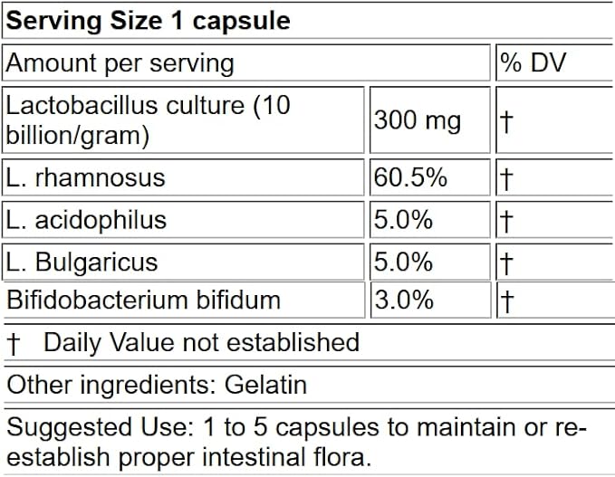 LifeLink Lactobacilli Complex | 10 Billion CFU | 60 Capsules | Microbiome Support Healthy Bowel Movements | Gluten Free &amp Non-GMO | Made in The USA