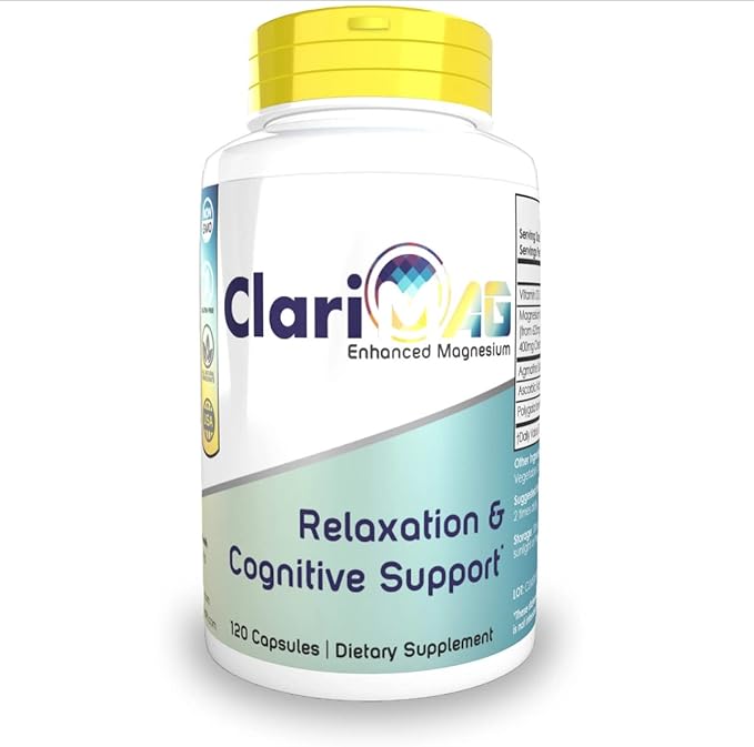 ClariMAG Capsules | Enhanced Magnesium | 120 Count | Relaxation &amp Cognitive Support | Nootropic Stack