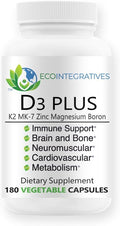 D3 Plus Boron Vitamin K2 Magnesium Zinc Supports Cardiovascular Nerves Muscles Bone Teeth Gums Immune Health Tissue Repair Balance Hormones Metabolism 180 Vegan caps