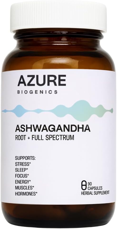 ORGANIC ASHWAGANDHA - Root + Full Spectrum Formula - Cortisol Reducer Supports Stress Sleep Focus Energy Muscles and Hormones* – Pure Vegan Non-GMO Gluten-Free Kosher 90 Caps