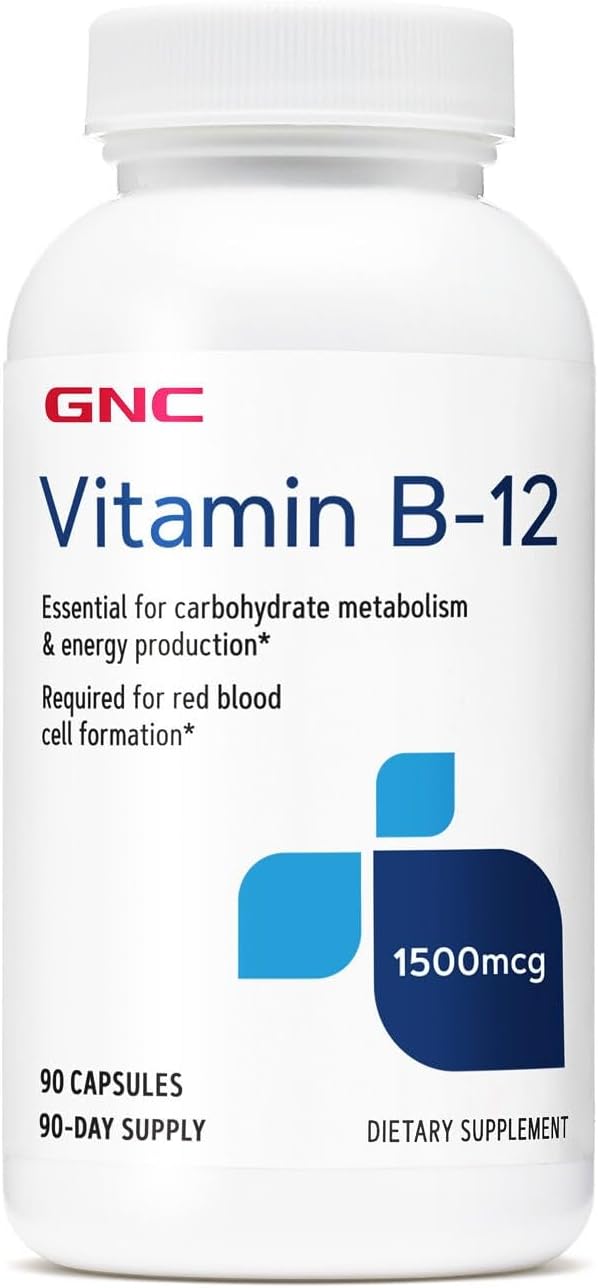 GNC Vitamin B-12 1500mcg Supports Energy Production 90 Capsules