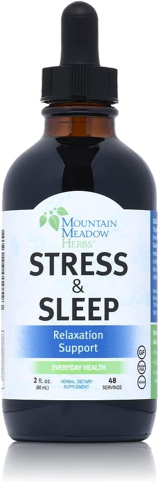 Mountain Meadow Herbs Stress &amp Sleep | Liquid Herbal Supplement for Calm Mind and Body | 2 oz