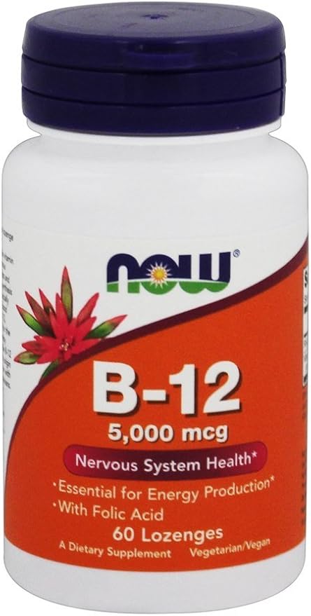 NOW Foods B-12 5000mcg w/FOLIC 60 Tabs (Pack of 6)