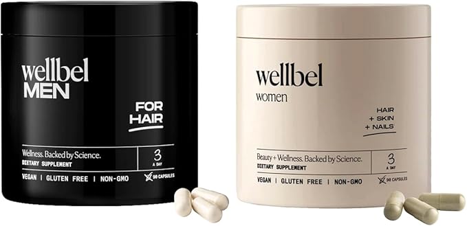 WELLBEL Mix Pack Mens and Women Clean Supplement for Hair Skin and Nails Vegan Gluten Free and Non GMO