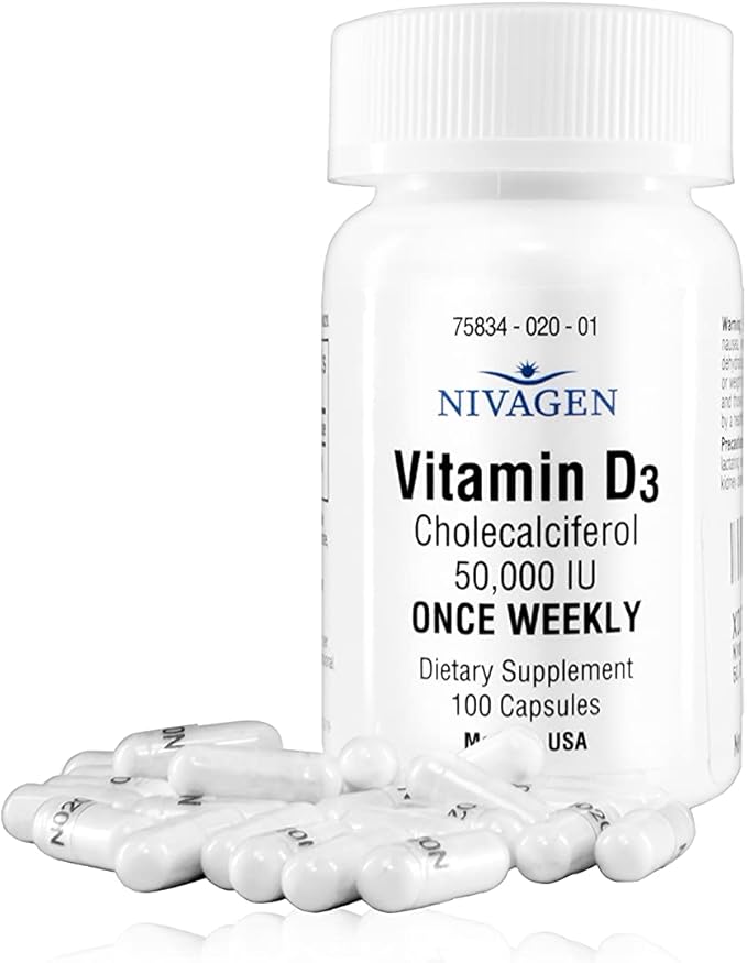 Vitamin D2 Liquid Drops (Ergocalciferol) 400 IU - 60ml (8000 USP 1200 Servings) + Vitamin D3 50000 IU Capsules (100 Count)