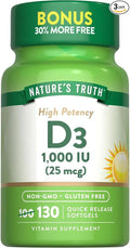 Nature's Truth Vitamin D3 1000 iu 130 Count (Pack of 3)