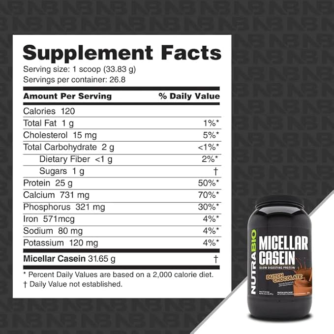 NutraBio Casein Protein Powder Micellar Casien Powder 25g Slow Digesting Protein Helps Keep You Full Overnight Muscle Recovery &amp Growth BCAA &amp EAA Gluten Free Soy Free 2lb Chocolate