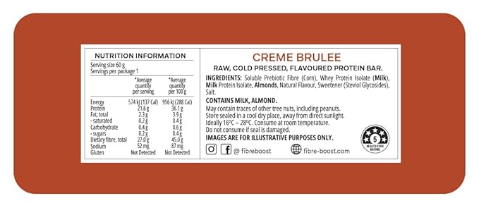 Fibre Boost Cold Pressed Creme Brulee flavoured Protein Bar