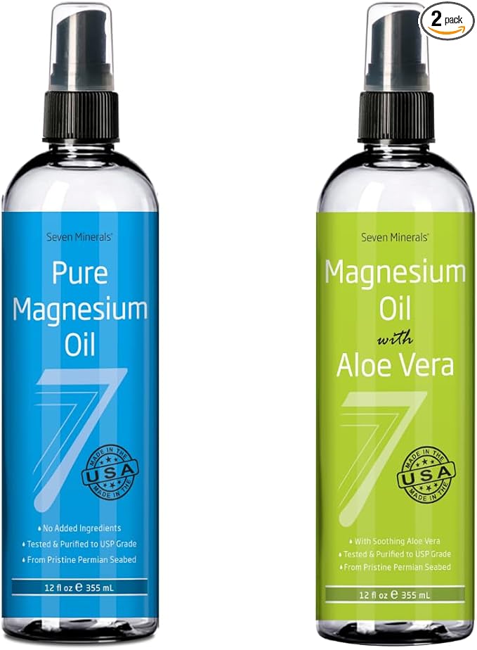 Seven Minerals Pure Magnesium Oil &amp Pure Magnesium Oil with Aloe Vera