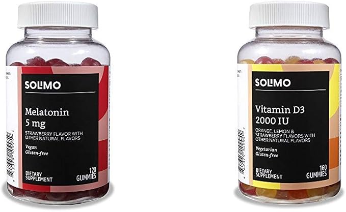 Amazon Basics Melatonin and Vitamin D3 Gummies Bundle (2 Packs)