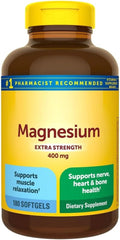Extra Strength Magnesium 400 mg. Supports Supports Heart† Bone and Nerve Health - 180 Softgels