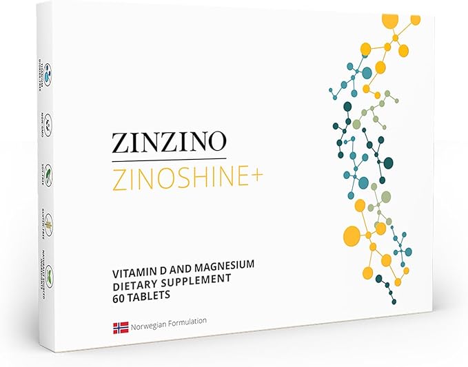 ZinoShine+ - Vitamin D3 &amp Magnesium Supplement for Immune Support Energy Muscle Bone &amp Teeth Health - Reduces Fatigue - 60 Tablets