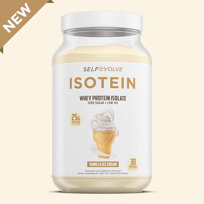 Isotein Isolate Protein Powder - Post Workout Recovery Protein Powder - 25g Whey Isolate Protein 0g Added Sugar 1g Fat (Vanilla Ice Cream 2lbs)