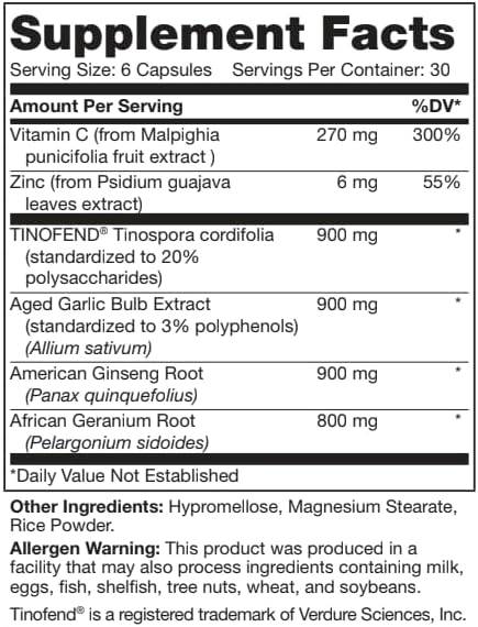 LEGION Immune- Immune Booster for Adults Natural Immunity System Support w/Vitamin C (500mg) American Ginseng Guduchi and Garlic Supplement.