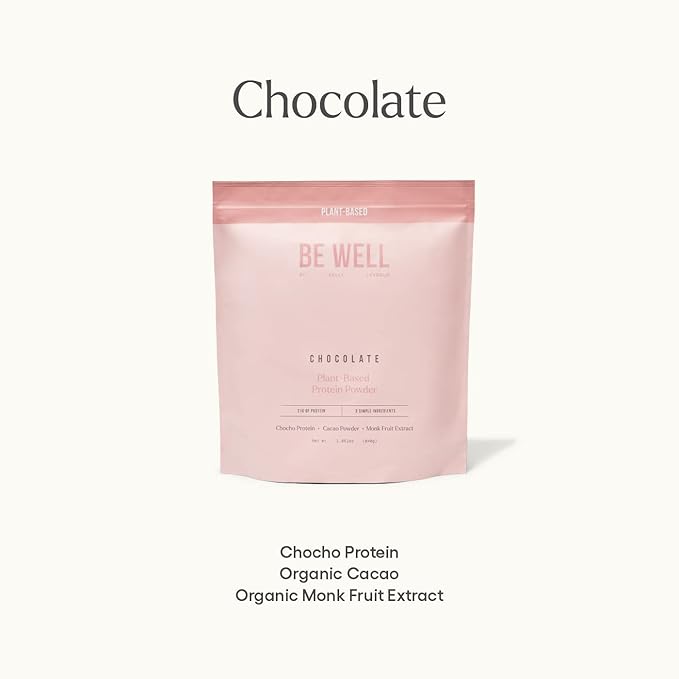 Be Well by Kelly Chocolate Plant-Based Protein Powder Vegan 21G Protein 9G Fiber 1 NetCarb (3 Ingredients 20 Servings) 9 Amino Acids 3 BCAAs No Soy No Dairy Stevia-Free No Sugar Added 1.85lb 840g