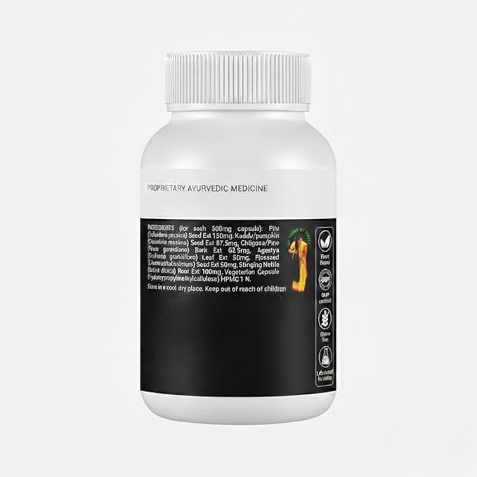 DHT Blocker Ayurvedic Hair Nutrients Vitamins - Plant Based Gluten Free | Biotin Omega-3 &amp Flaxseeds | Controls Hair Fall &amp Stimulates Follicles | 100% Veg | 60 Capsules