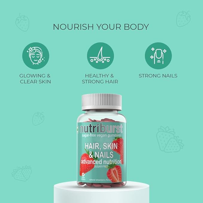 Ourtown Hair Skin &amp Nail | UKs Most Trusted Brand| Biotin Hair Gummies | for Healthy Skin Hair &amp Nails | Vegan and Sugar-Free M | Delicious Strawberry Flavored Gummies |Pack of 60