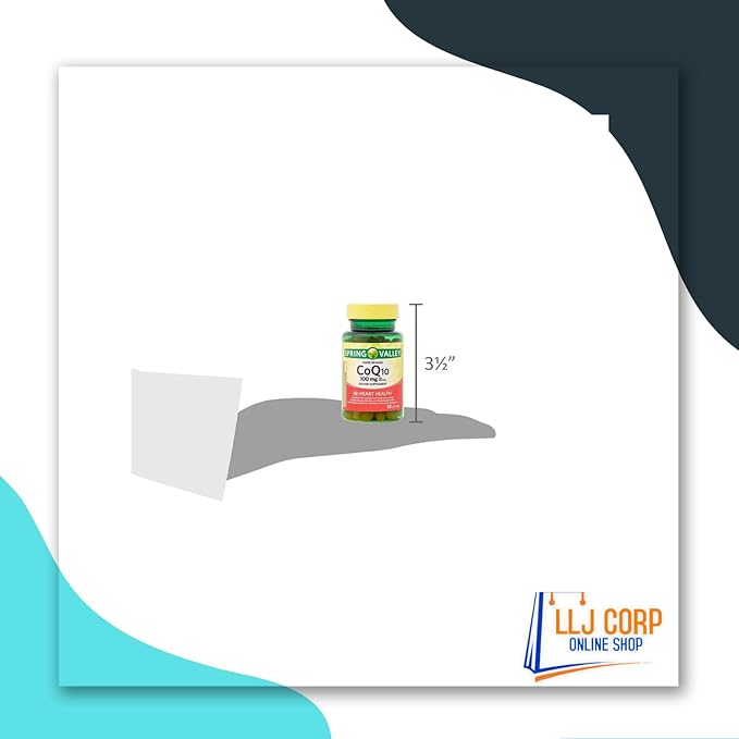 Spring Valley Rapid-Release CoQ10 Heart Health Dietary Supplement Softgels 100 mg 60 Count Bundle with Weekly Pills Planner + LLJ Corp Sticker. White