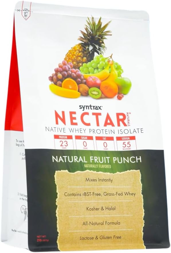 Syntrax Nectar Naturals All Natural Whey Protein Isolate Smooth &amp Juicy Natural Fruit Punch 2 lbs.