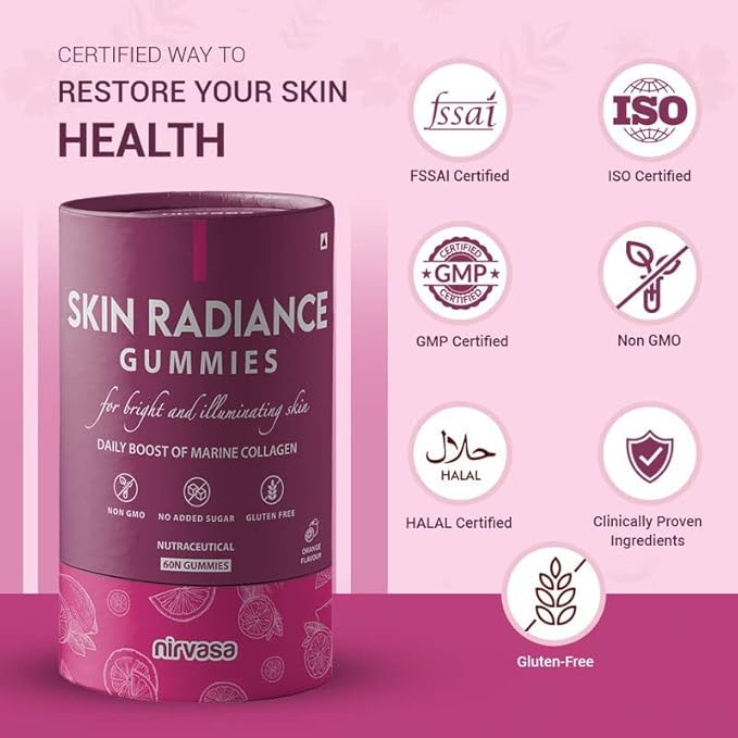 Miri with Marine Collagen Hyaluronic Acid &amp Vitamin C | Skin Collagen Booster for Radiant &amp Glowing Skin | Sugar-Free for Men &amp Women - 60 Gummies Set of 1