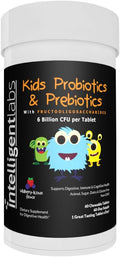 Intelligent Labs Kids/Children Probiotics 6 Billion CFU with Prebiotics PHGG &amp FOS Once-Daily Chewable Great Taste 10x Effectiveness 60-Day Supply Third-Party Verified