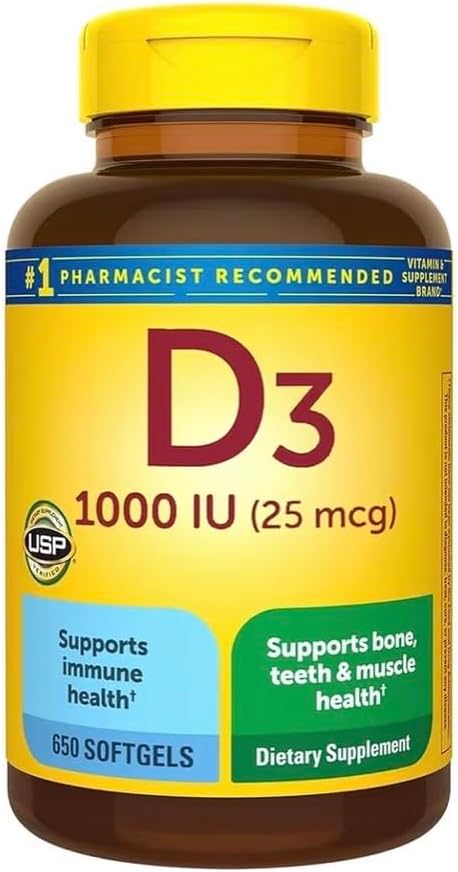 Vitamin D3 25mcg (1000 IU) | 650 Softgels – 22 Month Supply | Supports Bone Teeth Muscle &amp Immune System | Gluten Free | Easy to Swallow Supplement | Made for a Healthy Connection with Nature