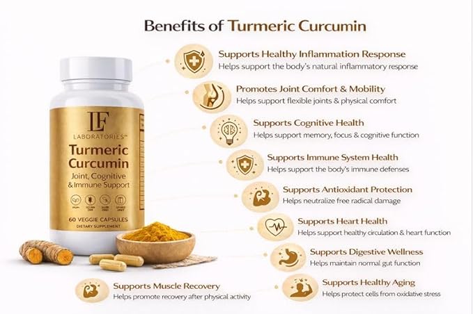 Turmeric Curcumin 2600mg Supplement — 95% Curcuminoids with Black Pepper Extract — High Absorption — Joint Mobility &amp Vitality Support — Vegan Capsules