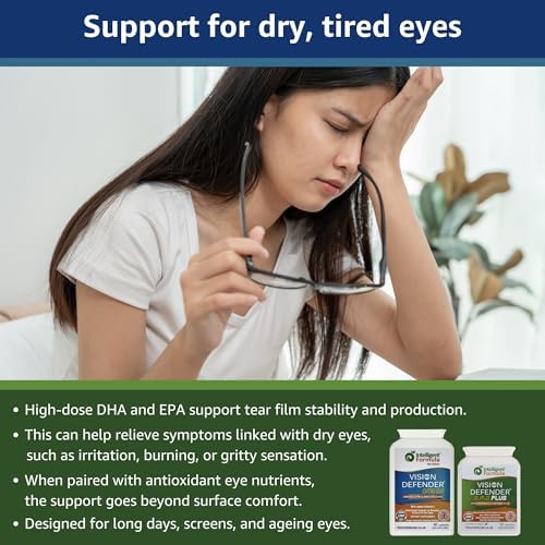 Vision Defender Plus &amp Omega Eye Bundle – Eye Supplements with AREDS2 (Lutein Zeaxanthin Vitamin C &amp E Copper Zinc) Meso-Zeaxanthin Omega-3 Fish Oil (EPA DHA). Made in UK