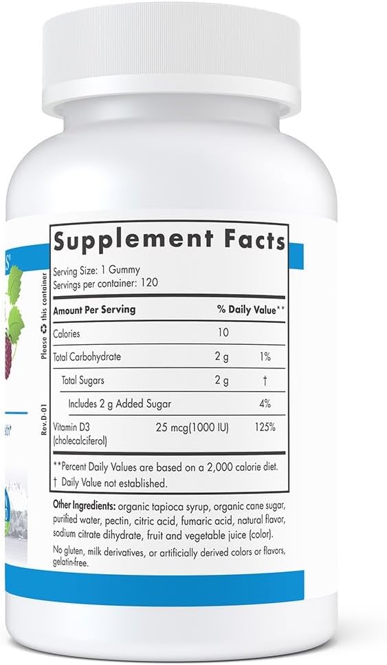 Nordic Naturals Pro Vitamin D3 Gummies Wild Berry - 120 Gummies - 1000 IU Vitamin D3 - Great Taste - Healthy Bones Mood &amp Immune System Function - Non-GMO - 120 Servings