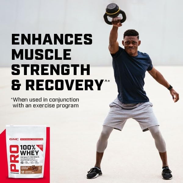 GNC Pro Performance 100% Whey Protein Powder 2.0 Fast Absorbing for Muscle Strength and Recovery Vanilla 12 Servings