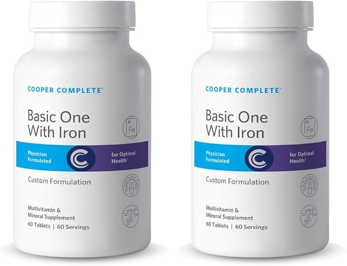 Cooper Complete Basic One Multivitamin with Iron - 60 Tablets per Bottle. Pack of 2