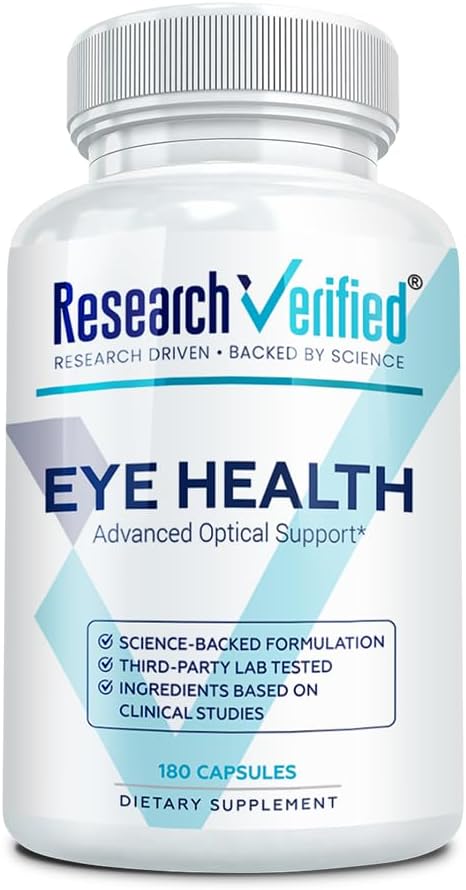Research Verified Eye Health - Nourish and Protect Eyes and Vision Support Healthy Retina Improve Blood Supply to Eyes - Vitamins A B C and E - 180 Capsules - 3 Month Supply - Made in The USA