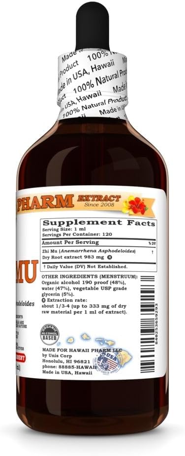 Zhi Mu (Anemarrhena Asphodeloides) Dry Root Tincture All Natural Vegan Pure Liquid Extract - 4 fl.oz