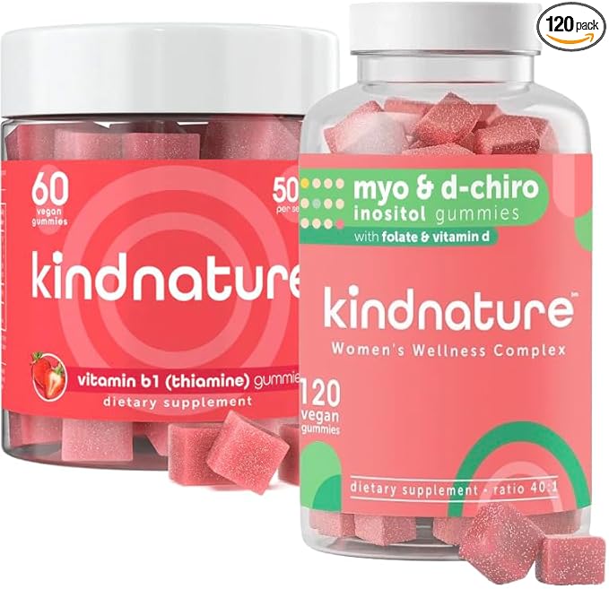 kindnature Myo-Inositol &amp Vitamin B1 Wellness Bundle - Hormonal Balance &amp Nervous System Support Gummies